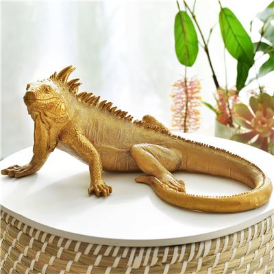 Iguane décoratif - jaune doré