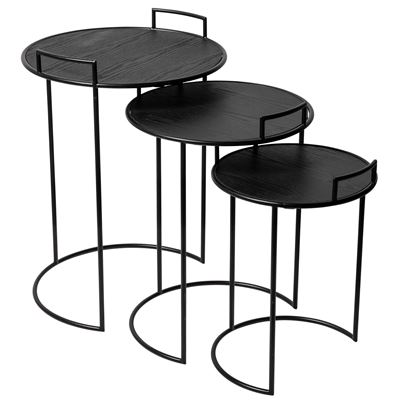 Set de 3 tables rondes - noir