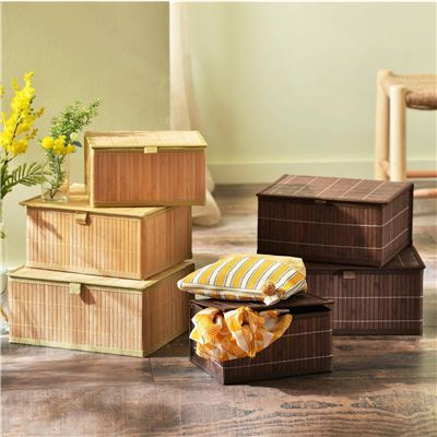 Set 3 boîtes en bambou naturel - beige