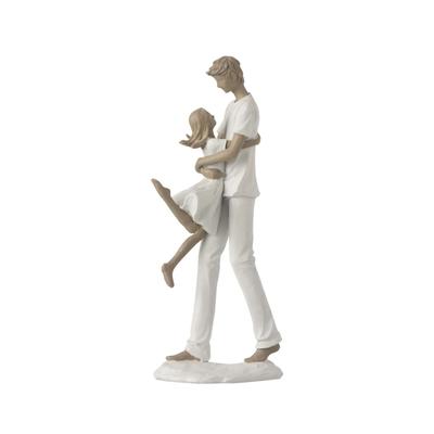 STATUETTE PERE FILLE - blanc craie