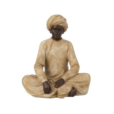 Statuette personnage indien assis - beige