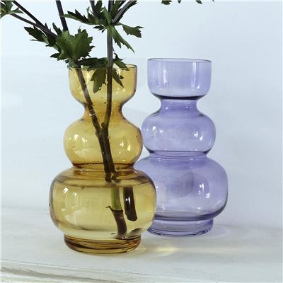 Vase en verre jaune h24cm - jaune