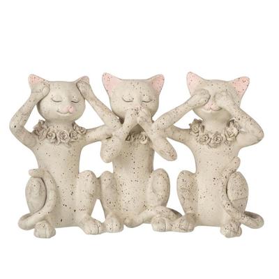 Statuettes chats de la sagesse - gris chiné