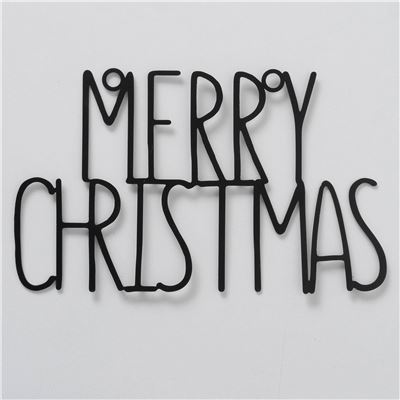 Panneau métal Merry Christmas - noir