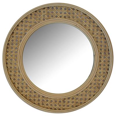 Miroir en cannage diam37cm - beige