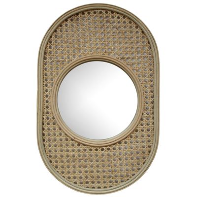 Miroir cannage ovale h46cm - beige