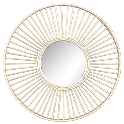 Miroir en rotin diam49cm - beige