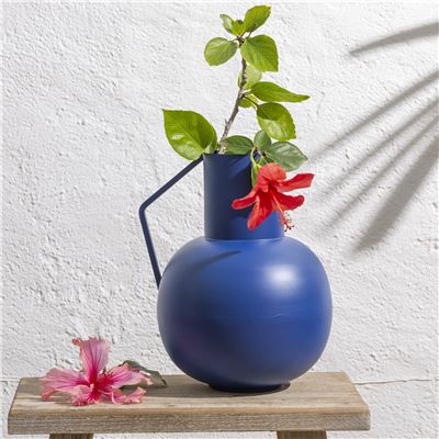 Vase métal bleu - bleu