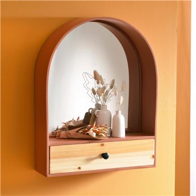 Etagère miroir h56cm - orange terracotta