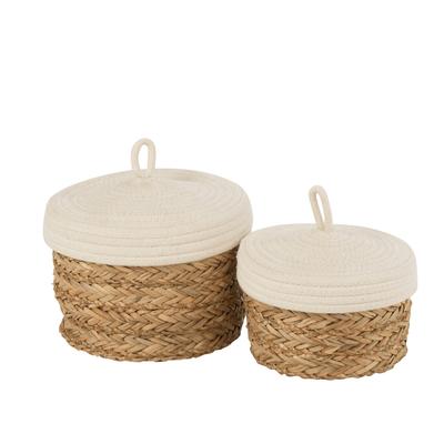 Set de 2 paniers avec couvercles - naturel