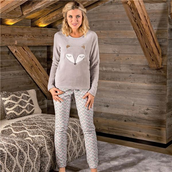 Pyjama peluche femme motif renard - 220 g/m2 - DODO HOMEWEAR®