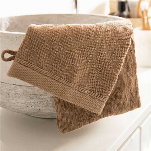 Linge de toilette, feuillage graphique - 500 g/m²