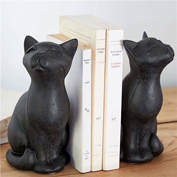 Statuette serre-livres chats