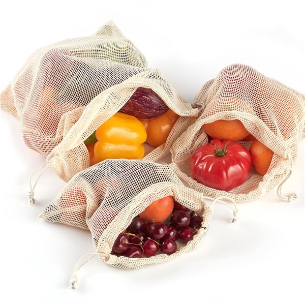Filets fruits et légumes en coton bio - Set de 6