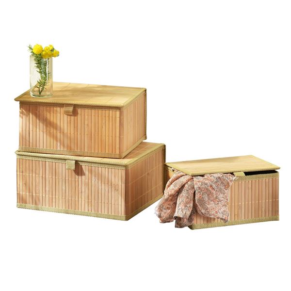 Boîtes de rangement en bambou - set de 3