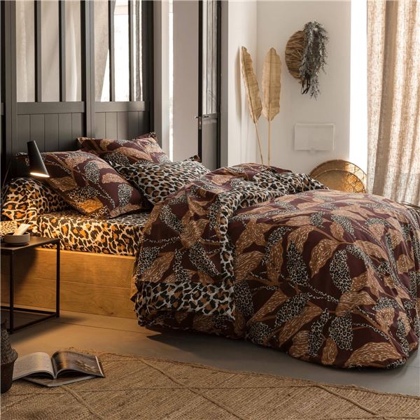 Linge de lit imprimé feuilles et motifs léopards - BECQUET CRÉATION