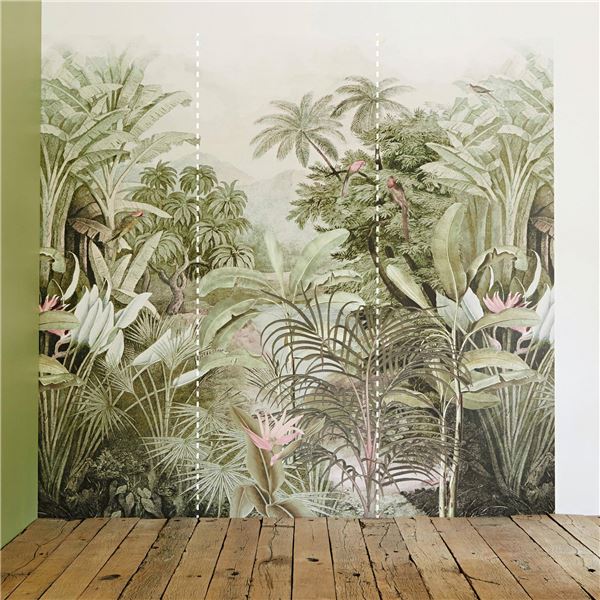 Papier peint panoramique motif forêt exotique - set de 3 lés - 300 x 270 cm