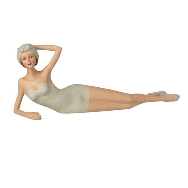Grande statuette femme allongée en maillot de bain