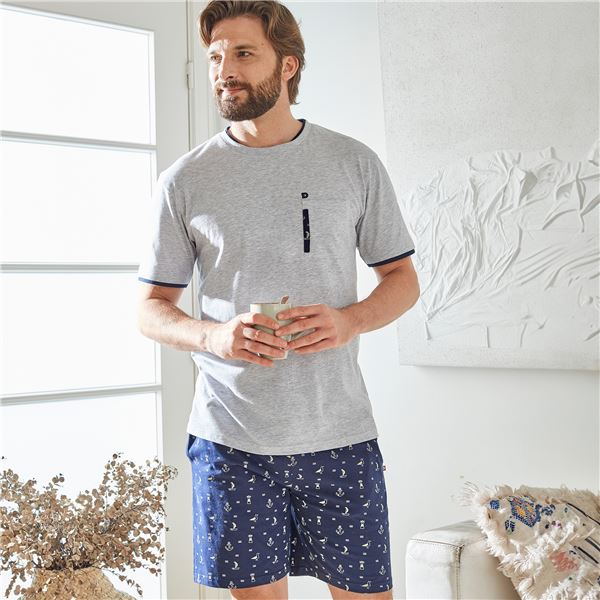 Pyjama short - homme micromotifs marins - DODO HOMEWEAR