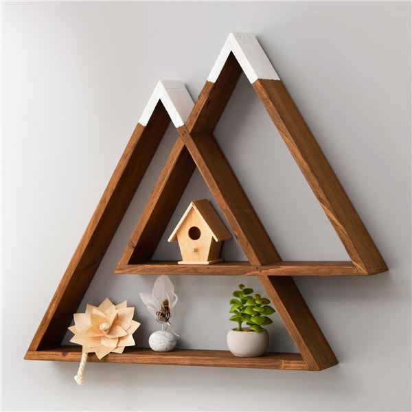 Double étagère triangulaire en pin