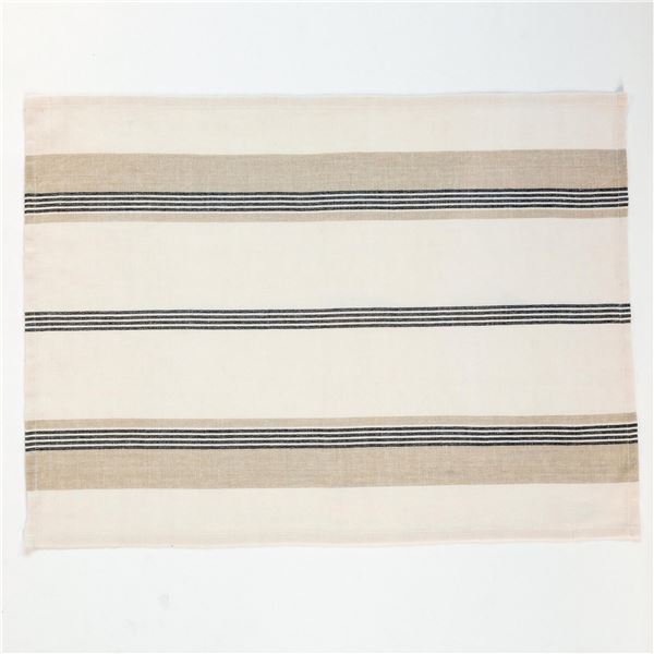 Flag - Set de 2 torchons 70x50cm en coton et lin blanc tissé noir