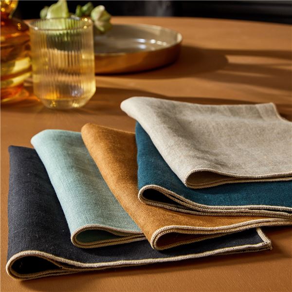Lot de 2 serviettes de table en lin lavé 3 coloris - Hokko - La Place du Coq
