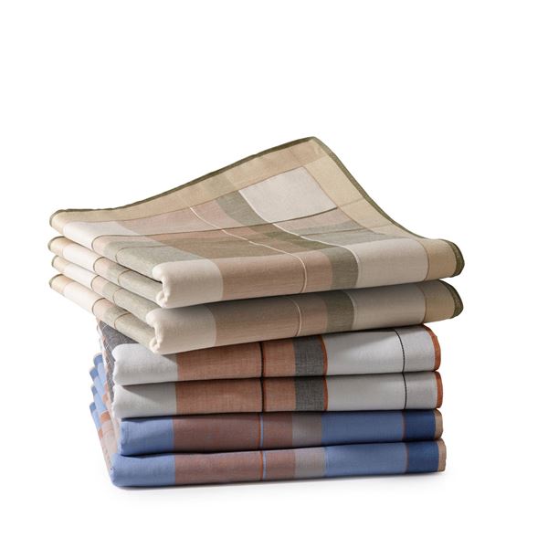 Mouchoirs tissu coton jumel grand carreaux - Lot de 6