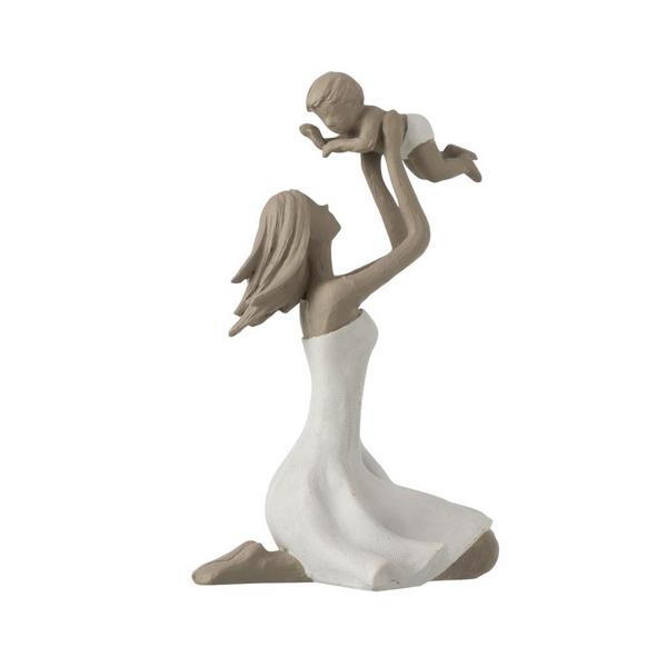 Statuette mère et enfant à genoux