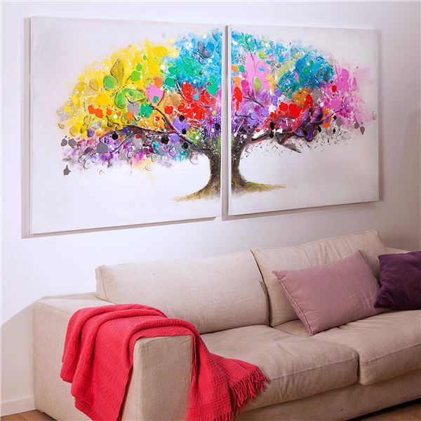 Double tableau arbre multicolore