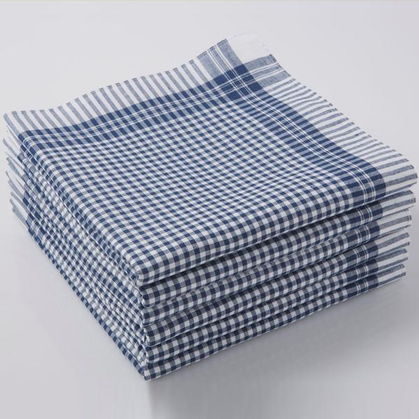 Mouchoirs en coton motif vichy bleu