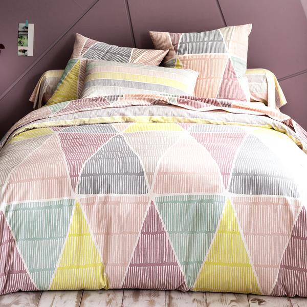 Nouveau Géométrique être heureux avec Couette dessus de lit couvre Parure de lit aux motifs imprimés doux réversible GC 